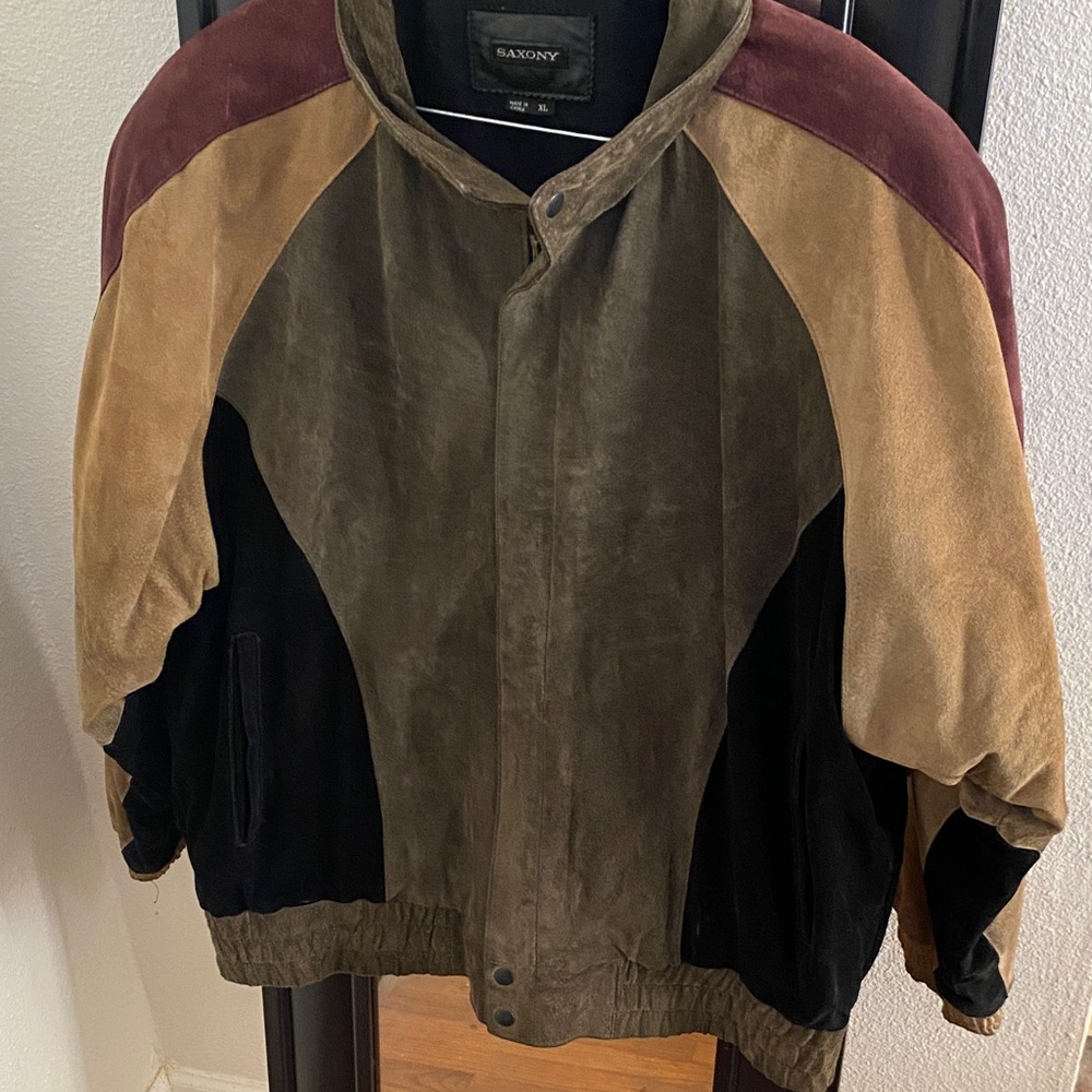 Saxony Men's Multicolor Suede Bomber Jacket 98 Edition